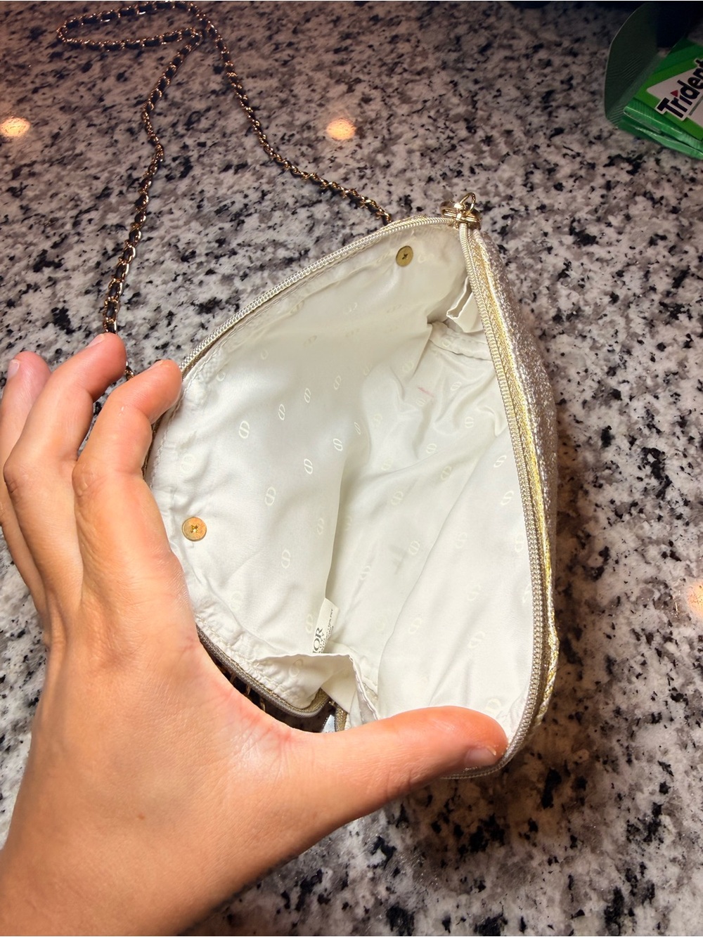 Dior Metallic Gold Crossbody Clutch with Chain Strap - Picture 3 of 8